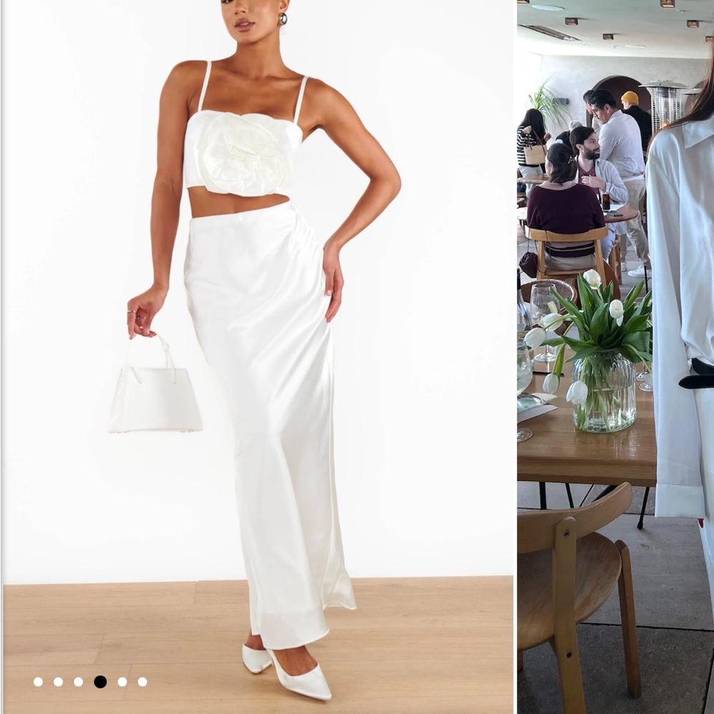 Show Me Your MuMu White Two-Piece Maxi Set with Floral Applique